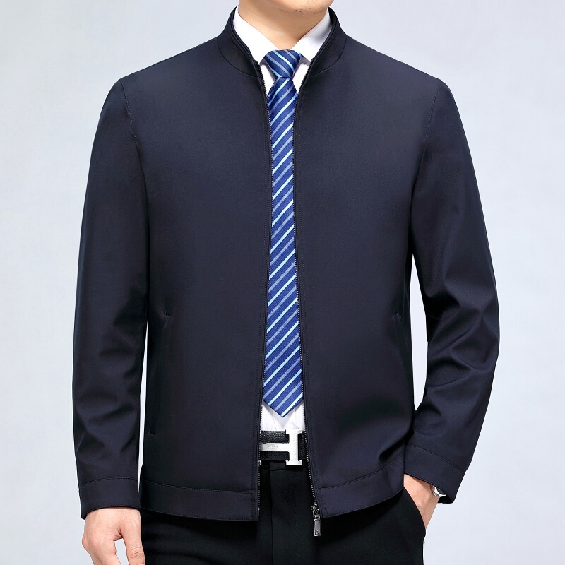Brand Business Men's High-End Fashion Big-Name Jacket Middle-Aged Dad Spring & Fall Casual Simple Jacket Stand-Up Collar Jacket