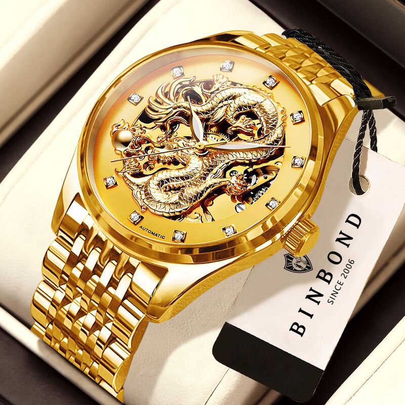 Modun Brand Watch Genuine Leather Multifunctional Waterproof Gold Watch Dragon Watch Automatic Mechanical Hollow Men's Internet Celebrant Watch