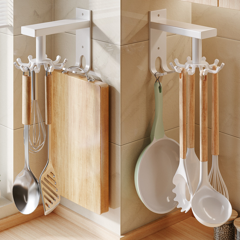 Punch-free Movable Rotary Hook Multi-functional Kitchen and Bathroom Entrance Hook Hanging Kitchen Rack Hanger