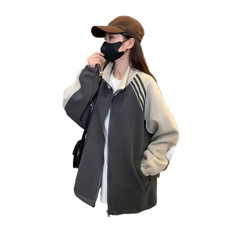 지방 MM300 진 한국 컬러 매칭 카디건 조끼 여성 가을 | 겨울 새로운 기모 두껍게 된 캐주얼 조커 코트