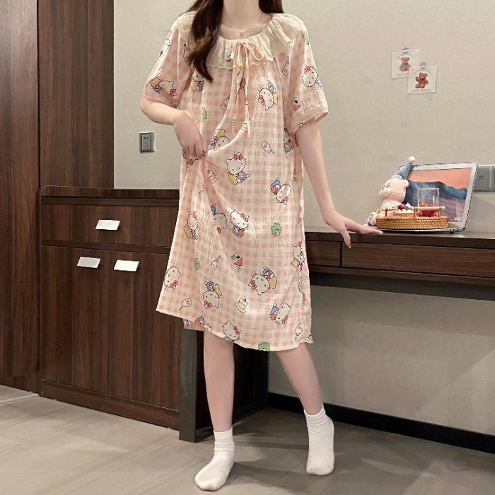 Venta al por mayor transfronteriza verano nuevo estilo dulce camisón casual hogar con almohadilla para el pecho pijamas de una pieza ropa de aire acondicionado para el hogar de las mujeres