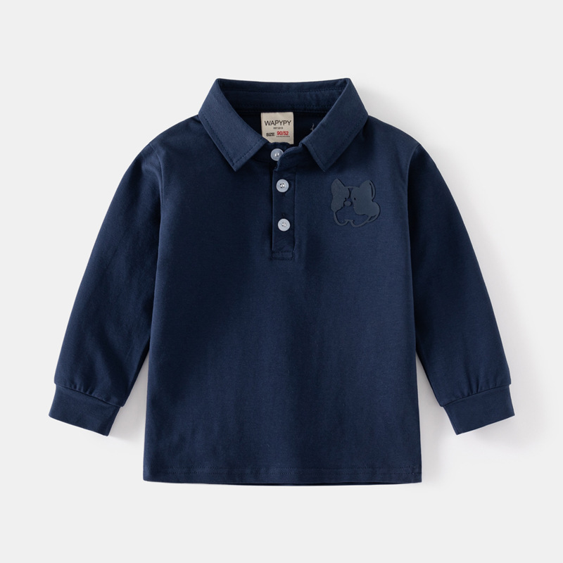 Boys' solid color polo shirt long sleeve 2024 new baby spring thin bottoming shirt children's lapel T-shirt children's clothing