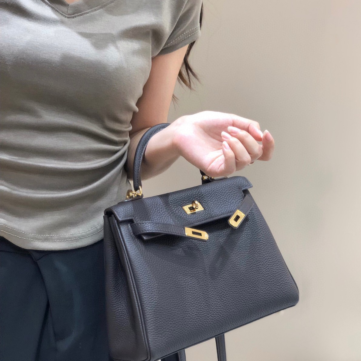 高定款真皮凯利包togo头层牛皮25cm小牛皮单肩斜挎包锁扣真皮女包