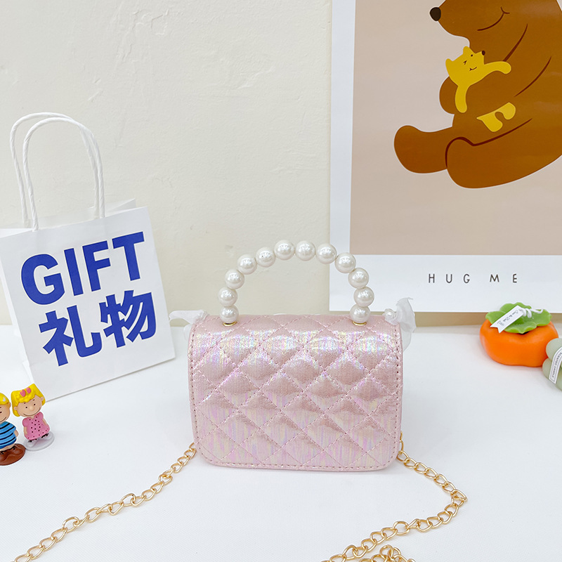 Bolso De La Perla de los niños del estilo coreano ins bolso de las muchachas de la moda de la historieta de los niños bolso de la cadena pequeña bolsita