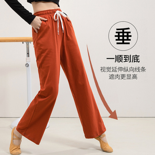Dance wear spring and autumn new adult loose high-waisted wide-leg casual pants modern dance suit practice clothes for women Chinese dance