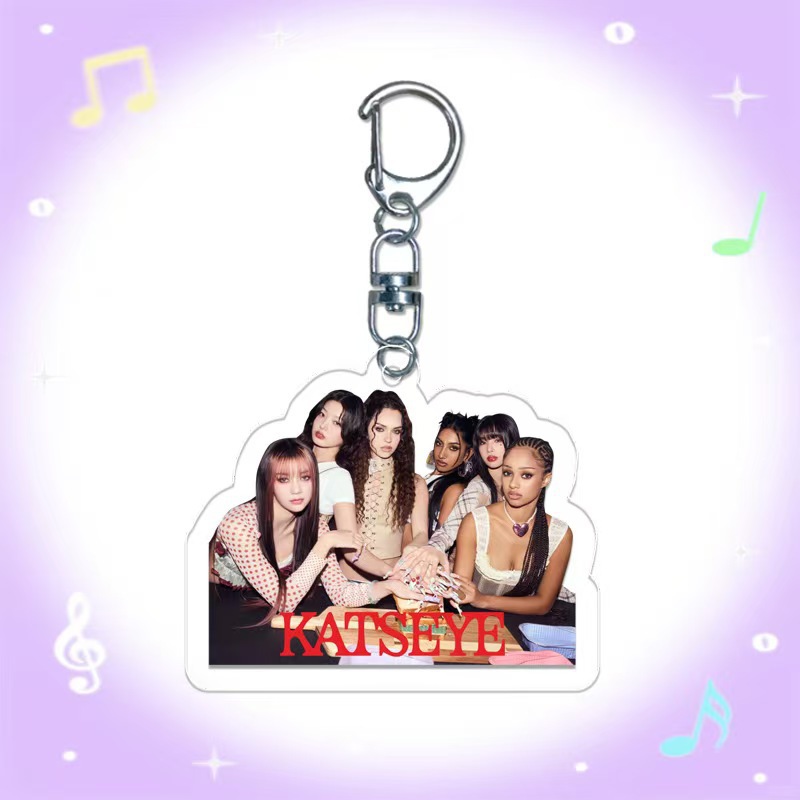 Colgante acrílico colgante llavero KATSEYE joyas DIY bolsos estrella colgante D-clip colgante regalo