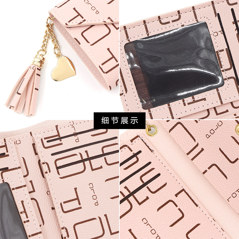 Nueva billetera para mujer, versión coreana, billetera de tres pliegues para niñas, bolso corto para tarjetas POLC, bolso para tarjetas transfronterizo pequeño y simple al por mayor