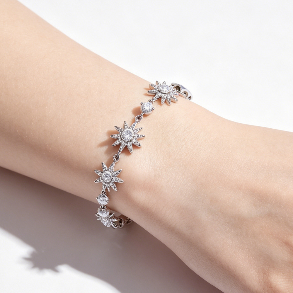Pulsera de girasol de circonita colorida para mujer, ajustable, de estilo minimalista, lujo discreto, sencilla, moderna y versátil._voghion.com