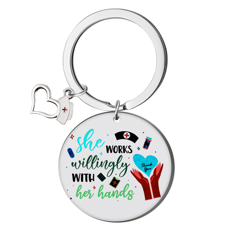 Festival Occasion Simple Style Letter Stainless Steel Nurses Day Women'S Bag Pendant Memorial Keychains