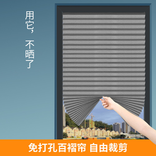 Adhesive Sunshade Curtains, Pleated Curtains for Bedrooms, Privacy Curtains, No-Hole Installation, Light-Blocking Curtains, Blinds for Sun Protection, Full Light Blocking