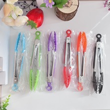 食品夹面包夹7寸不锈钢夹子厨房工具夹子PP不锈钢食物夹现货批发