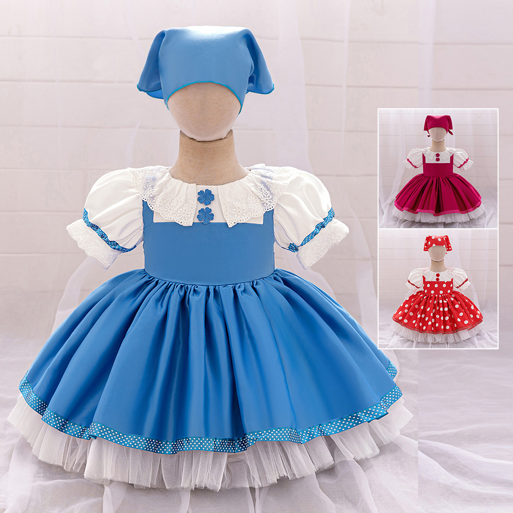 Europa y los Estados Unidos nuevo Martha y oso cos vestido de niña burbuja manga plegado vestido de fiesta vestido de papel infantil