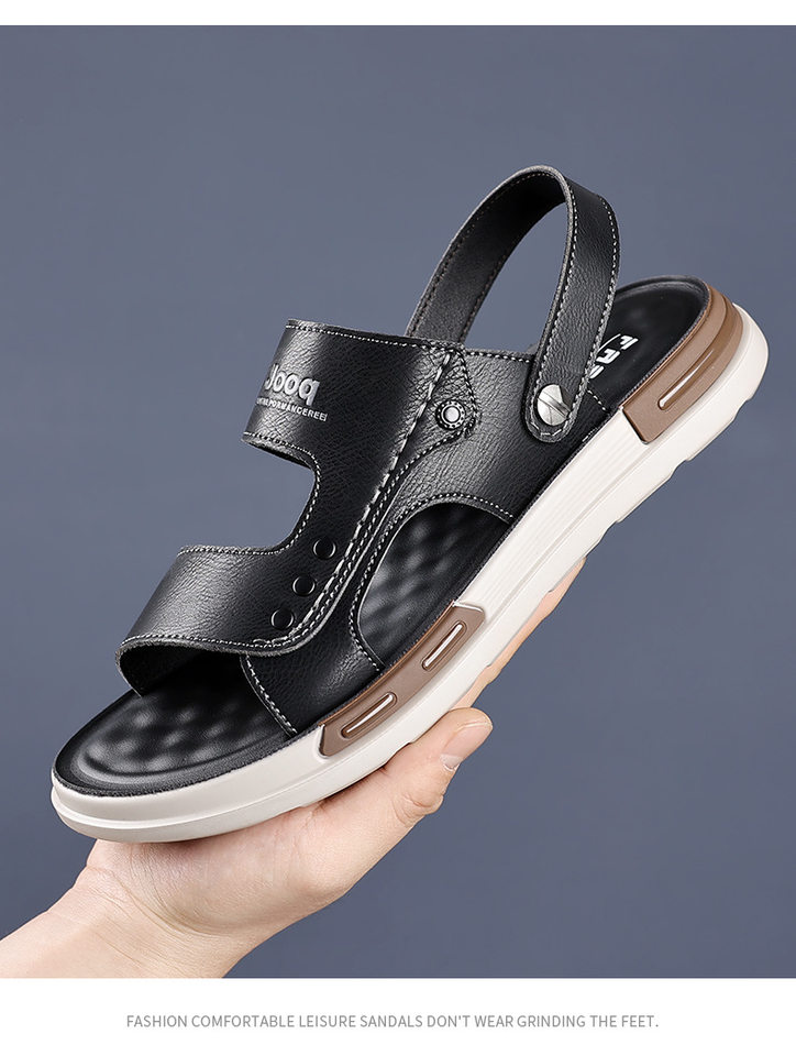 Dép sandal nam hở ngón đế mềm thoáng khí đi biển — 55199 Màu đen, 55199 màu xám chi tiết 13
