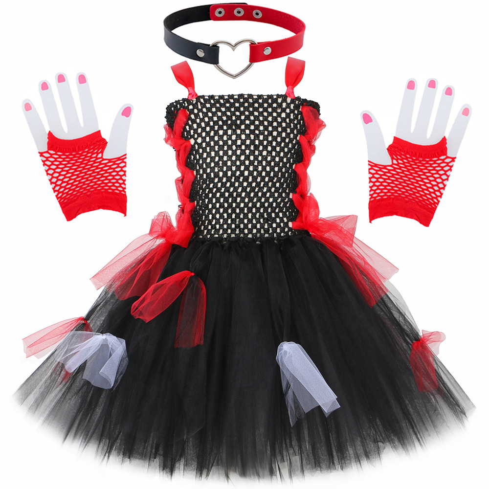 Kids' clothing children's Halloween costumes horror vampire zombie role play tutu skirt girls mesh dress_voghion.com