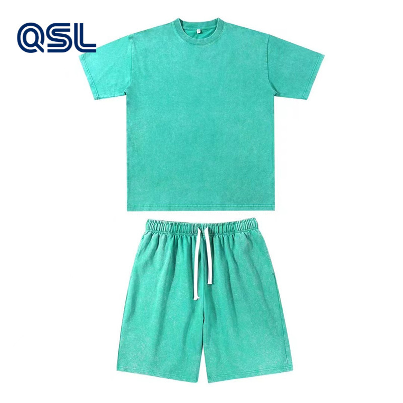 Verano cuello redondo camiseta de manga corta pantalones cortos sueltos hombros oversize americano inns camiseta de pareja inns viento