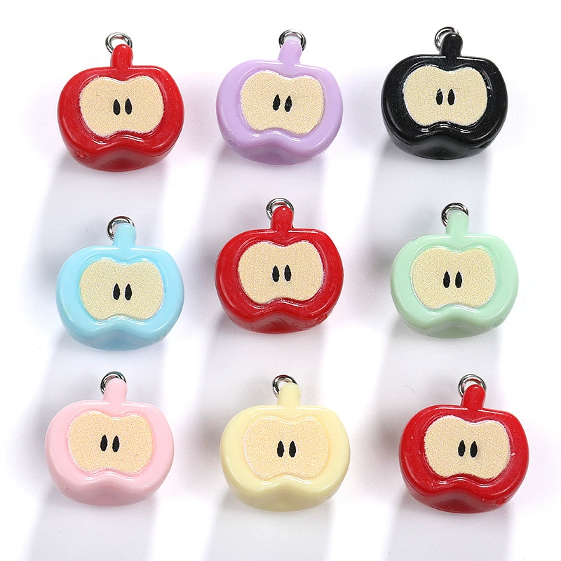 Оптовая продажа, милая искусственная смола, красочная подвеска в виде яблока, ожерелье «сделай сам», A800922