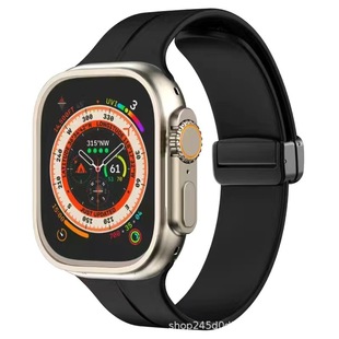 Suitable for Apple Watch Strap Foldableing Magnetic Silicone Strap New Sports Magnetic Silicone Strap Ultra2