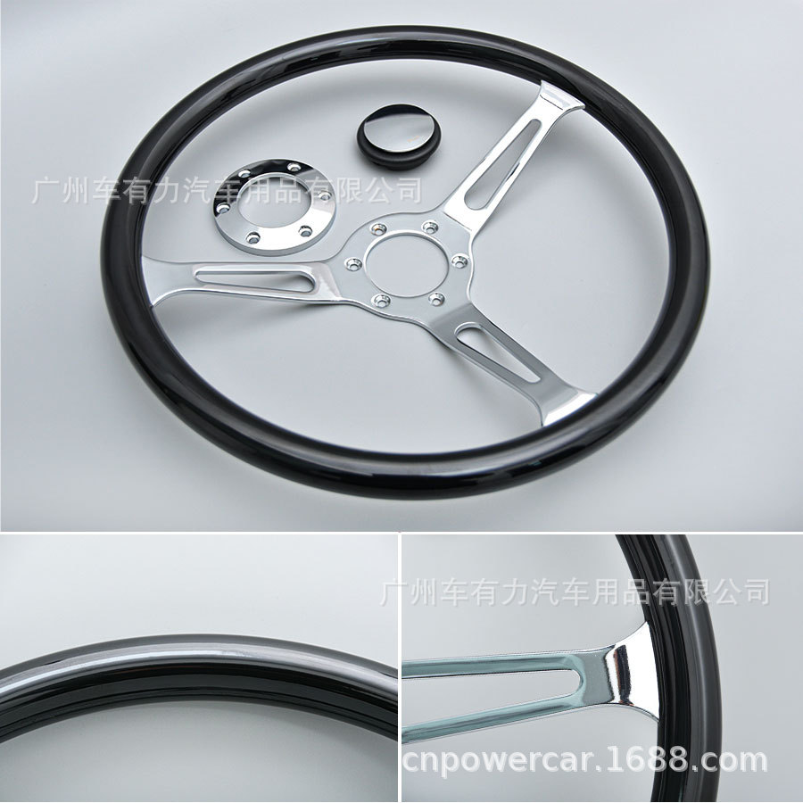 Car Modified Solid Wood Steering Wheel 15inch Suitable for Wuling Black Warrior Alto 380mm Steering Wheel