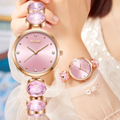 POSHI小眾女士石英手錶珍珠系合金手鍊女士手錶批發女表 女士腕錶