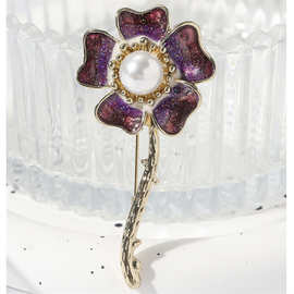 欧美珍珠蝴牡丹花胸针 高档大衣汉服胸花配饰精美花朵防走光别针