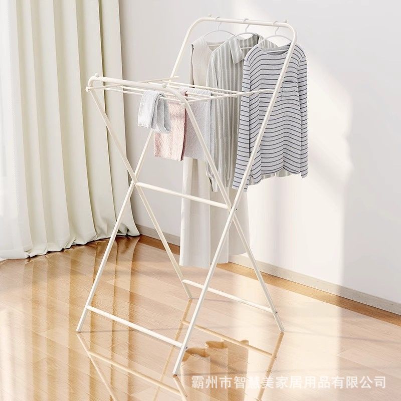 Folding Clothes Drying Rack Floor-Standing Indoor Household Clothes Hanging Rack Balcony Clothes Drying Rack Bay Window Clothes Drying Rack