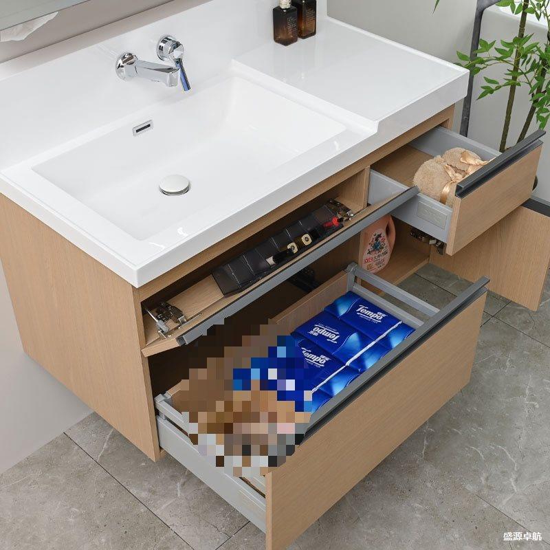 I Fell into the Trap by Accident! High-Back Basin Solid Wood Bathroom Cabinet Combination Original Picture Silver Pull-Out Faucet Single Cabinet