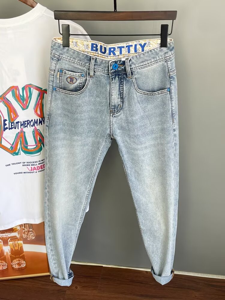 Men's Premium Slim Straight Stretch Jeans With Embroidery Durable_voghion.com