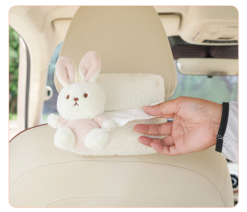 Car tissue box lambswool cute cartoon car chair back tissue pumping creative multifunctional decorative car supplies