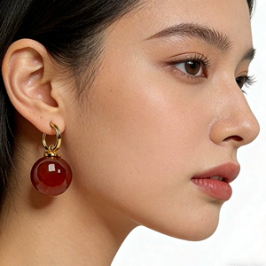 Инкрустация камня из Мьянмы, серьги, дизайнерская подвеска, 18mm, серебро 925 пробы