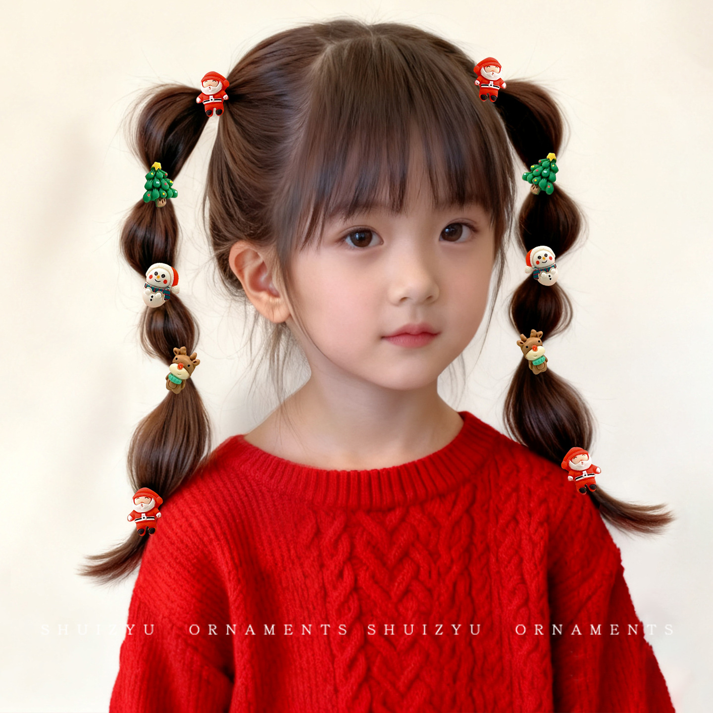 Papá Noel correa de goma para niños navideños vestido de cabello jardín de infantes bebé anillo de cabello de Navidad atmósfera accesorios