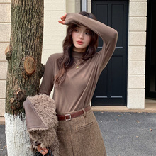 森岛莱赛尔打底衫女新款天丝中领秋冬羊毛保暖针织衫内搭薄款上衣