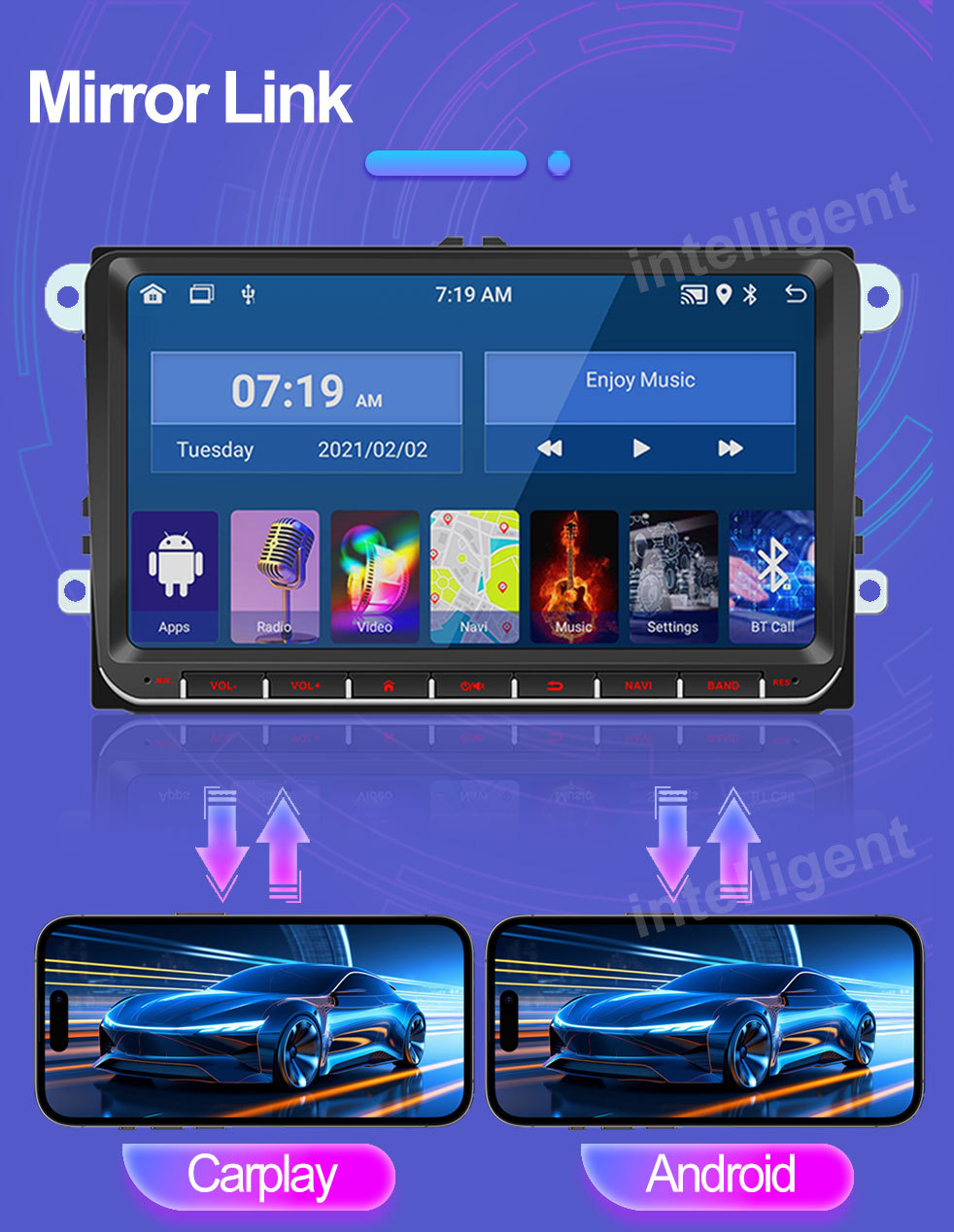 9 inch Volkswagen dedicated Android car navigator GPS Bluetooth HD large screen reversing image wireless carplay
