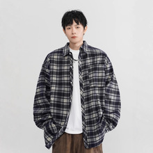美式复古格子衬衫男女春球季潮牌oversize痞帅外套高级感情侣衬衣