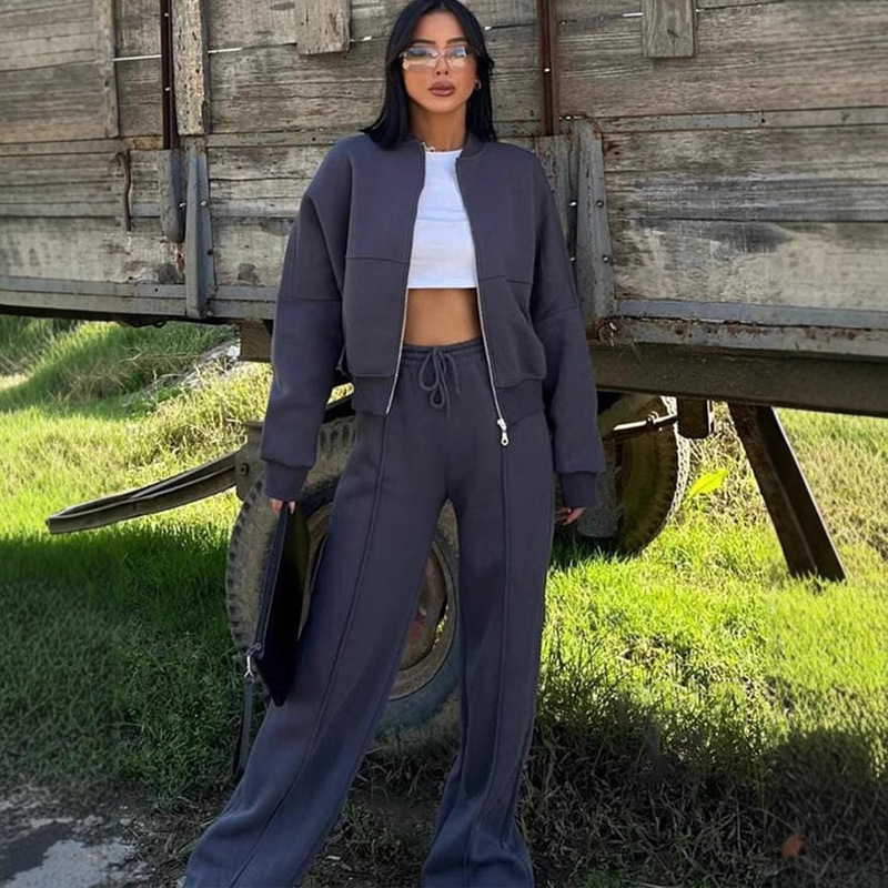 European and American Casual suit American Autumn and Winter Cardigan Women's Fashion Street Style Long Sleeve Jacket Trousers Two-Piece Set European and American Casual suit American Autumn and Winter Cardigan Women's Fashion Street Style Long Sleeve Jacket Trousers Two-Piece Set
