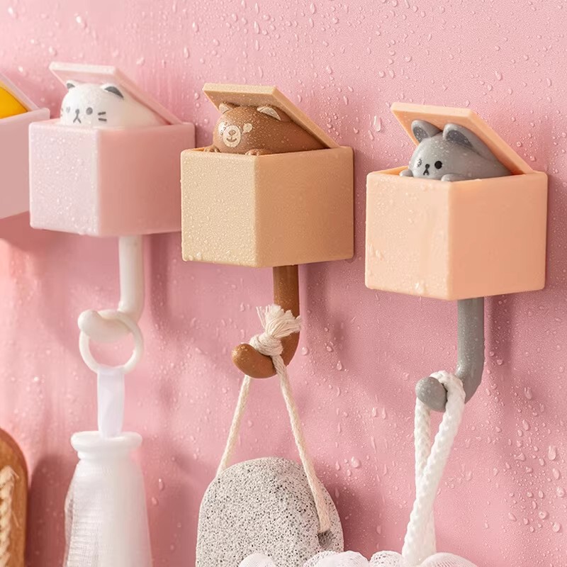 Cute Cat Hook with Creative Telescopic Probe, Strong Adhesive Hook for Bathroom and Bedroom, Key Hook for Behind the Door Cute Cat Hook with Creative Telescopic Probe, Strong Adhesive Hook for Bathroom and Bedroom, Key Hook for Behind the Door