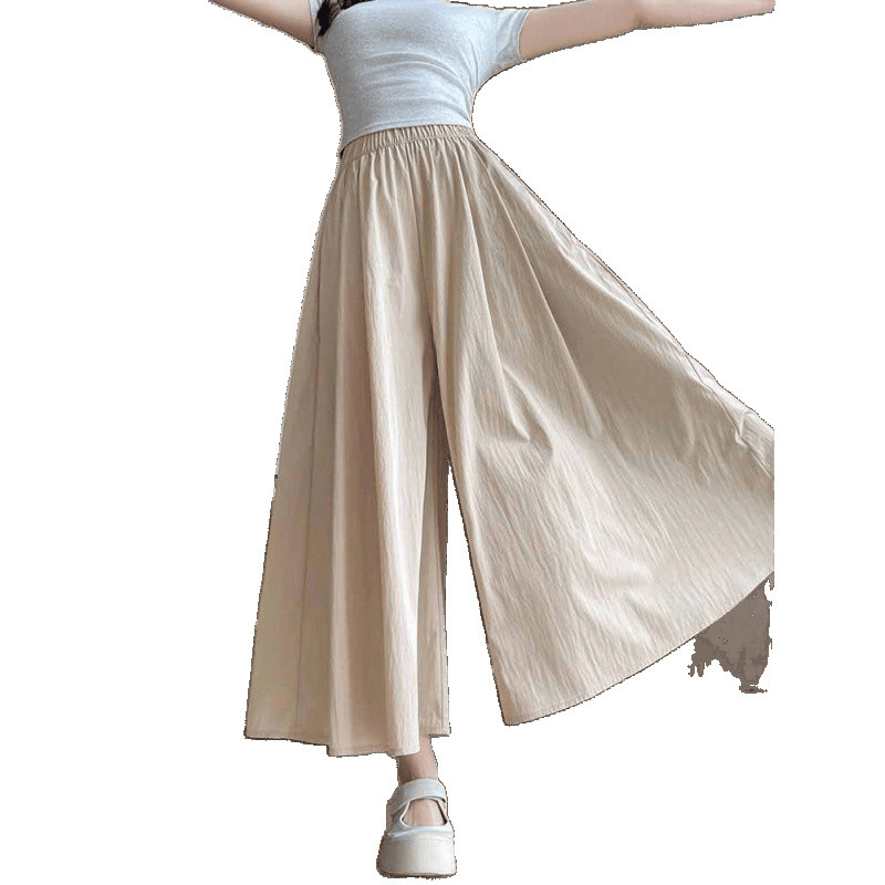 D6X 新山本キュロット女性の夏薄い 2025 新しいハイウエスト A ラインスカートアイスシルク小ワイドレッグ|undefined