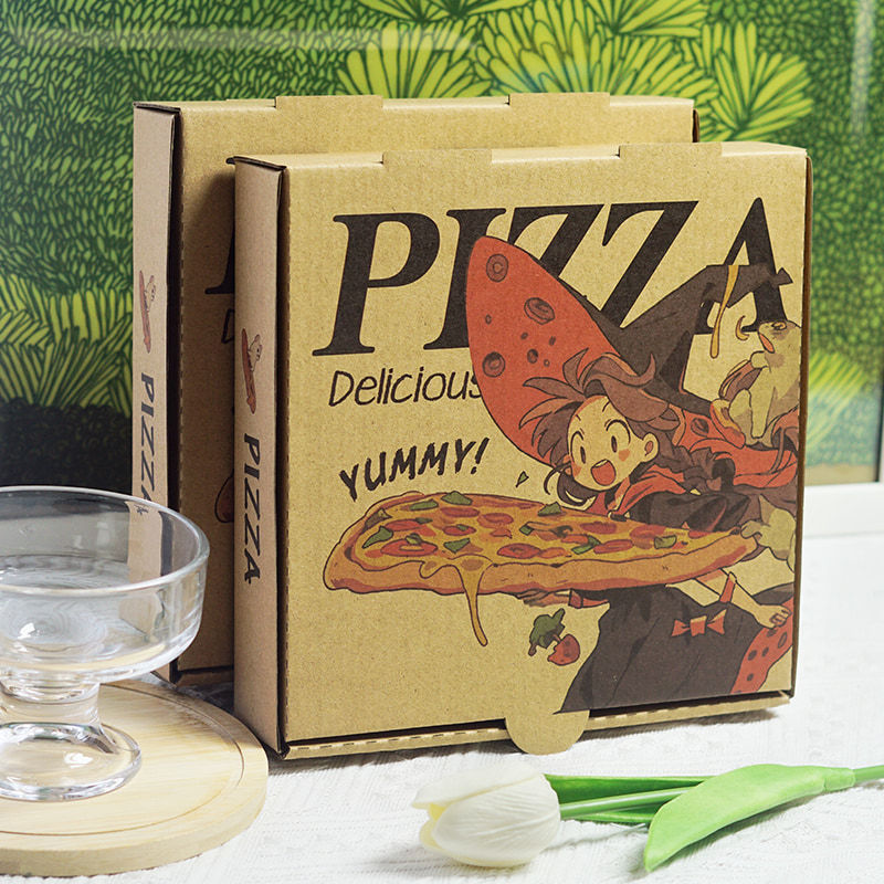 新品魔女商用披萨盒子比萨pizza打包外卖一次性包装7/8/9/10/12寸