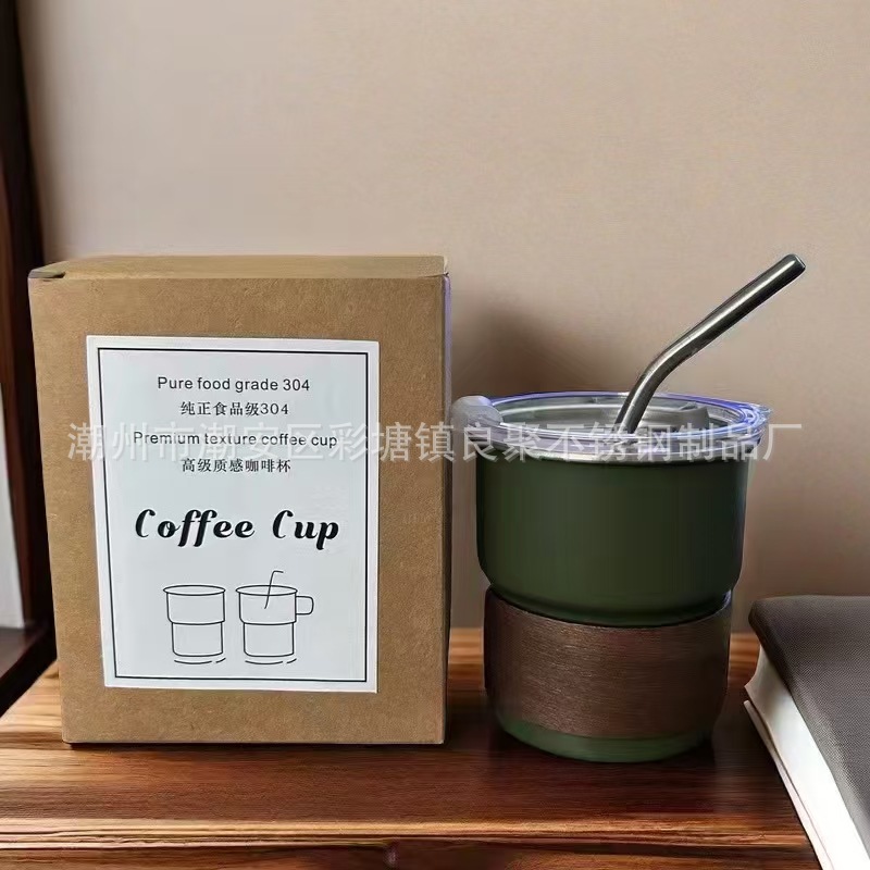 Caja de cuero de vaca (taza de arena verde + cubierta de taza + cubierta de taza + paja)