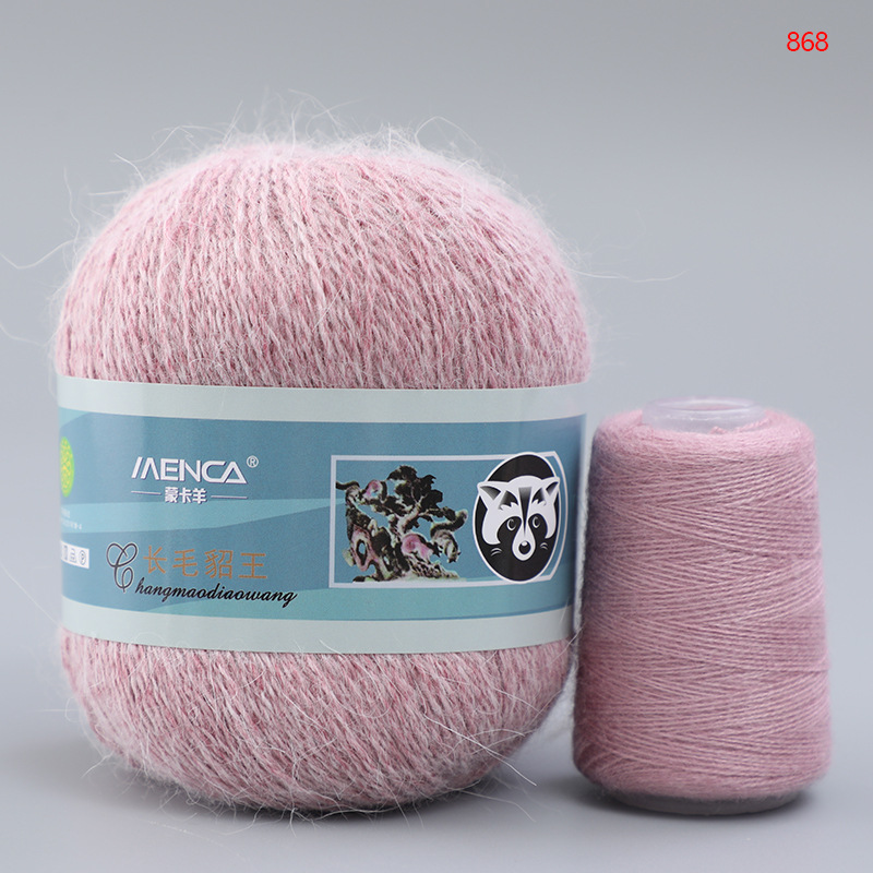 Hilo de lana de visón de lana larga Monopolio de la marca MENCA Hilo de lana de conejo de Angora Hilo de punto hecho a mano de 2 hilos