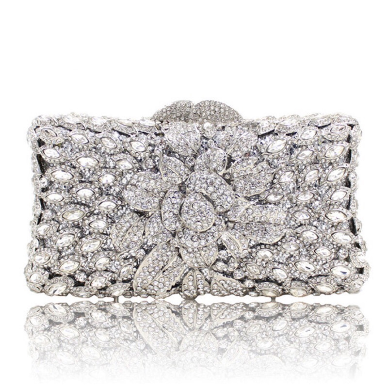 Túi clutch nữ đính kim cương dạ tiệc phong cách Âu Mỹ — kim cương vàng trên nền vàng, Màu bạc, Màu xanh lá, Màu đen chi tiết 13