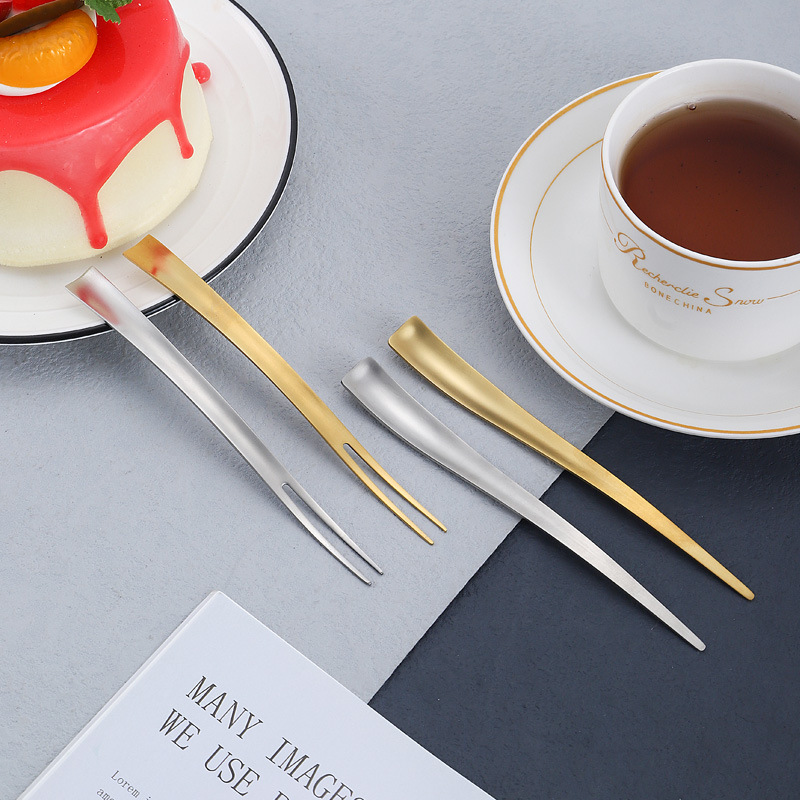 304 tenedor de fruta de acero inoxidable cuchara de café pastel creativo pastel de luna tenedor de postre ensalada occidental signo de fruta LOGO