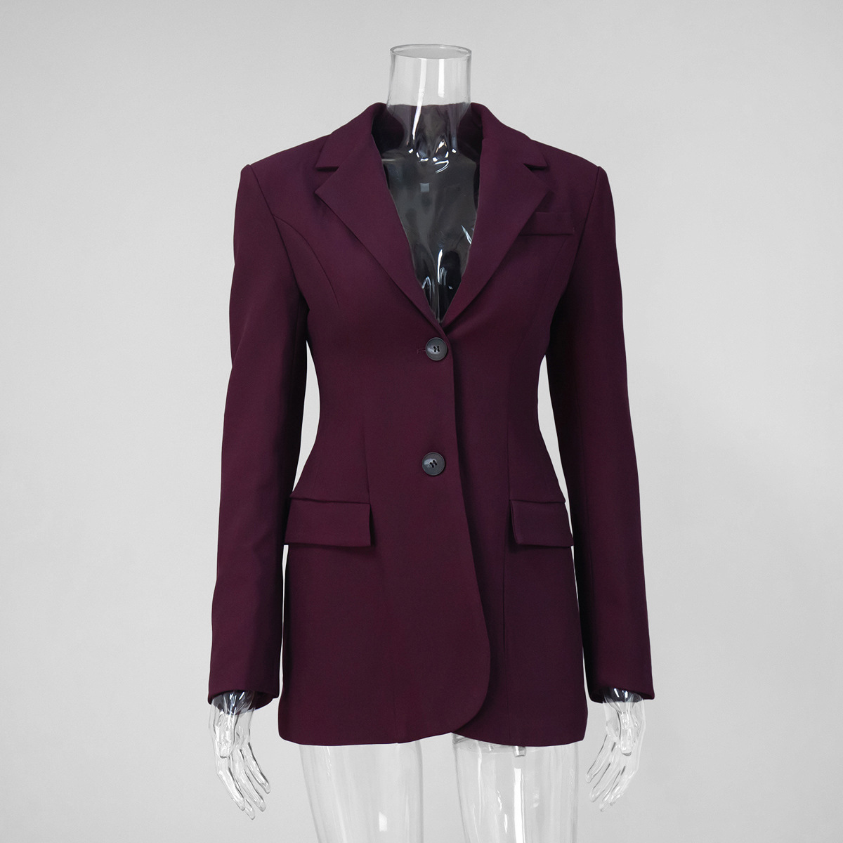 Getailleerde dames blazer met v-hals en elegante taille_voghion.com