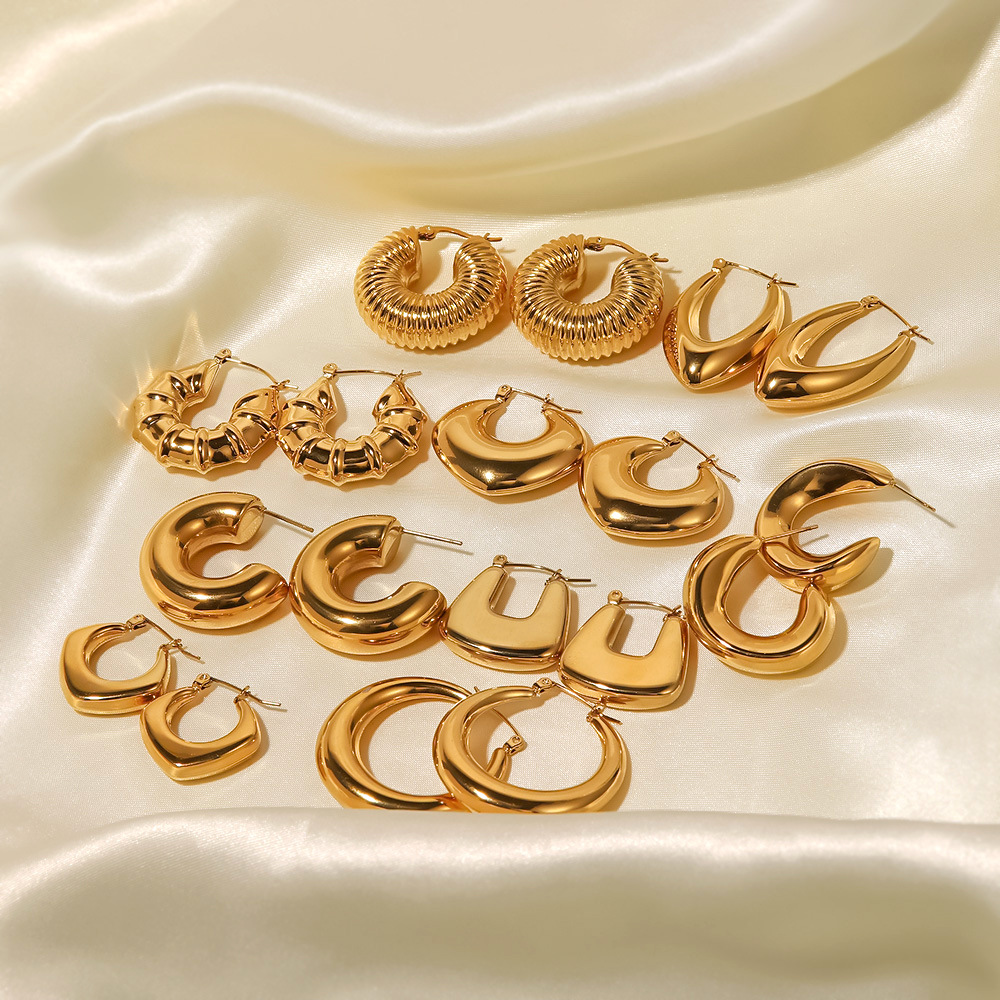 Fashion Geometric Stainless Steel Earrings Gold Plated Stainless Steel Earrings display picture 1