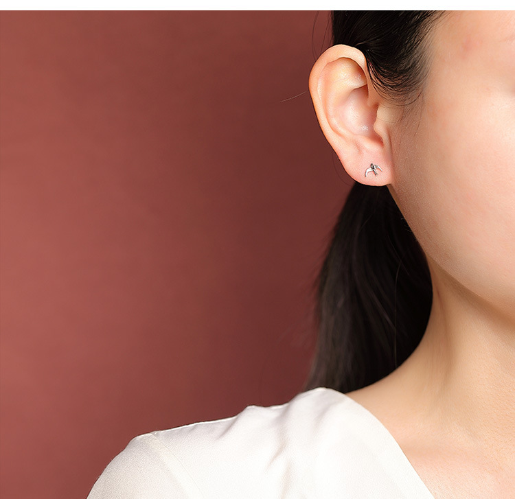 Bông tai bạc S925 mạ vàng hình chim én nhỏ xinh, tinh tế, thanh lịch, đa năng — Bạc chi tiết 9