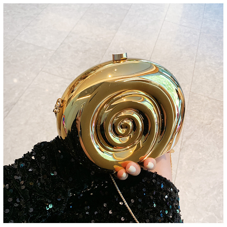 Nueva bolsa de cena de mujer creativa caracol concha de acrílico bolsa de mano personalidad brillante bolsa de noche