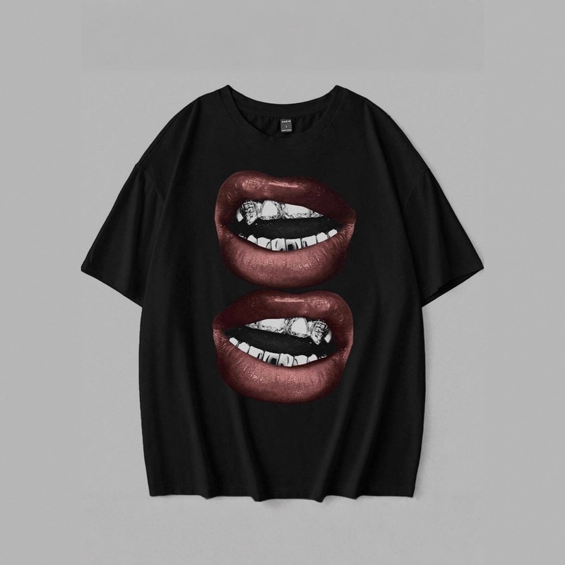 Ziyan Cross-Border Shein Independent Station Y2K Loose Round Neck Dark Style Printed Short-Sleeved T-Shirt Gothic Top for Women Ziyan Cross-Border Shein Independent Station Y2K Loose Round Neck Dark Style Printed Short-Sleeved T-Shirt Gothic Top for Women