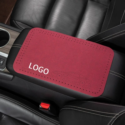 Car armrest box pad car Armrest box pad - wine-red-of-suede-armrest-pad-note-model