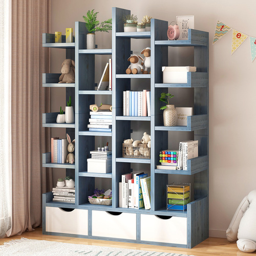 Simple bookshelf, simple picture book rack, floor-standing storage rack, living room storage cabinet, home bookcase, wall-mounted multi-layer storage rack