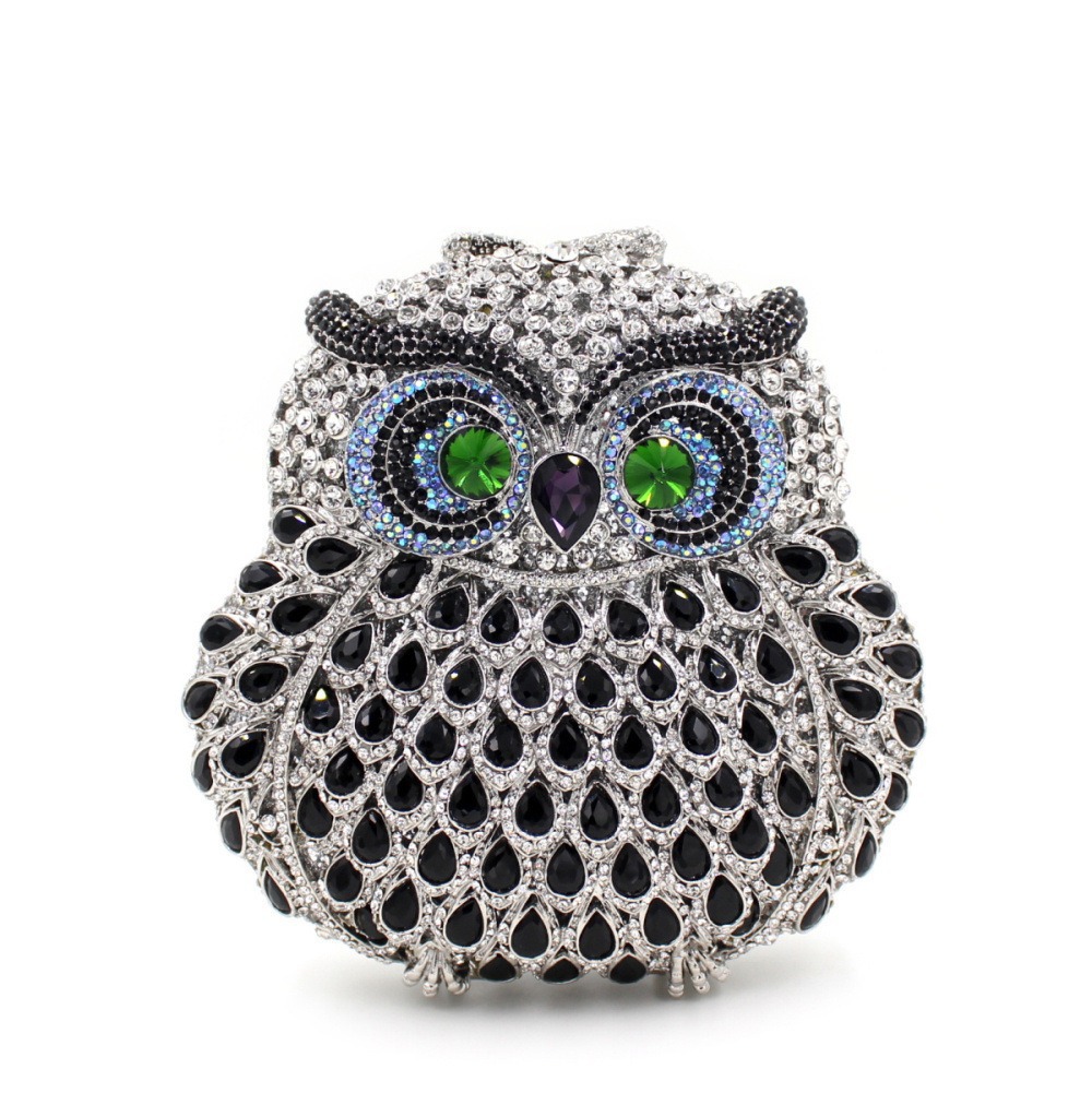 Owl diamond clutch bag, owl transfronterizo, bolsas de cena de diamantes, bolsas de diamantes huecas, bolsas de mano, bolsas de mujer