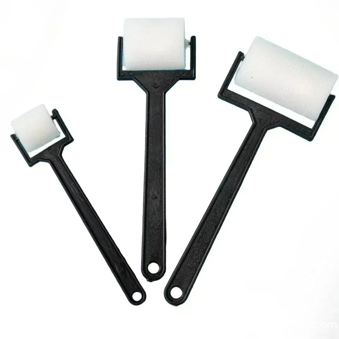 Rodillo de esponja al por mayor cepillo de pintura de rodillo blanco bricolaje arte pintura herramienta de graffiti mango negro pequeño cepillo de esponja